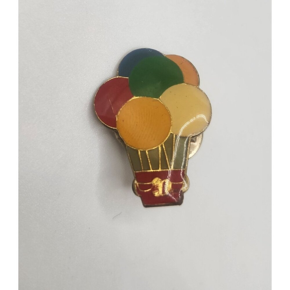Hot Air Balloon Pin Basket Of Balloons Pin Multicolored &‎ Gold Tone Vintage - Picture 2 of 4